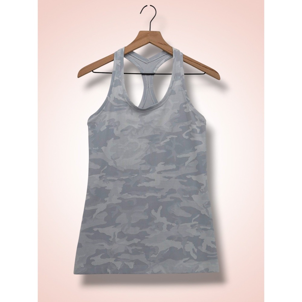 Lululemon Swiftly Tech Camo Jacquard Racerback Tank Top Grey Size 6